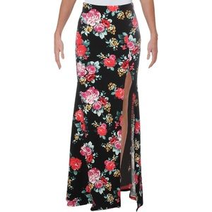 Bee Darlin Juniors Knit Floral Print Maxi Skirt,1-Piece Size 5/6